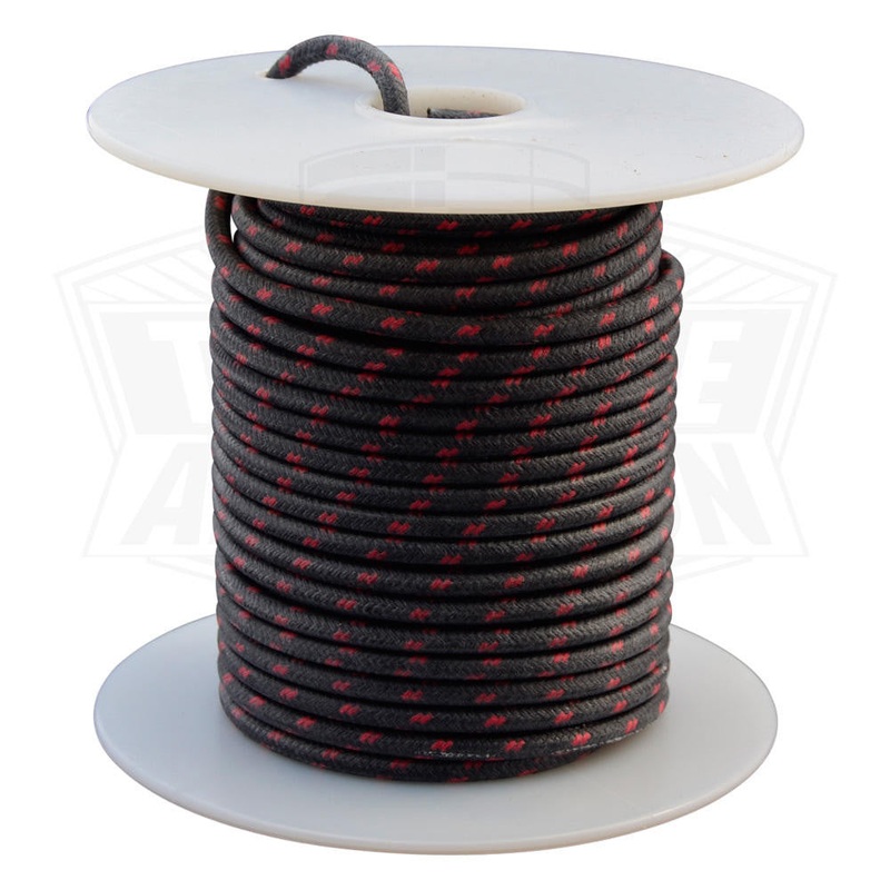 16 AWG Vintage Cloth Covered Automotive Electrical Wire – Black with 2 Red Tracers – 10 FT