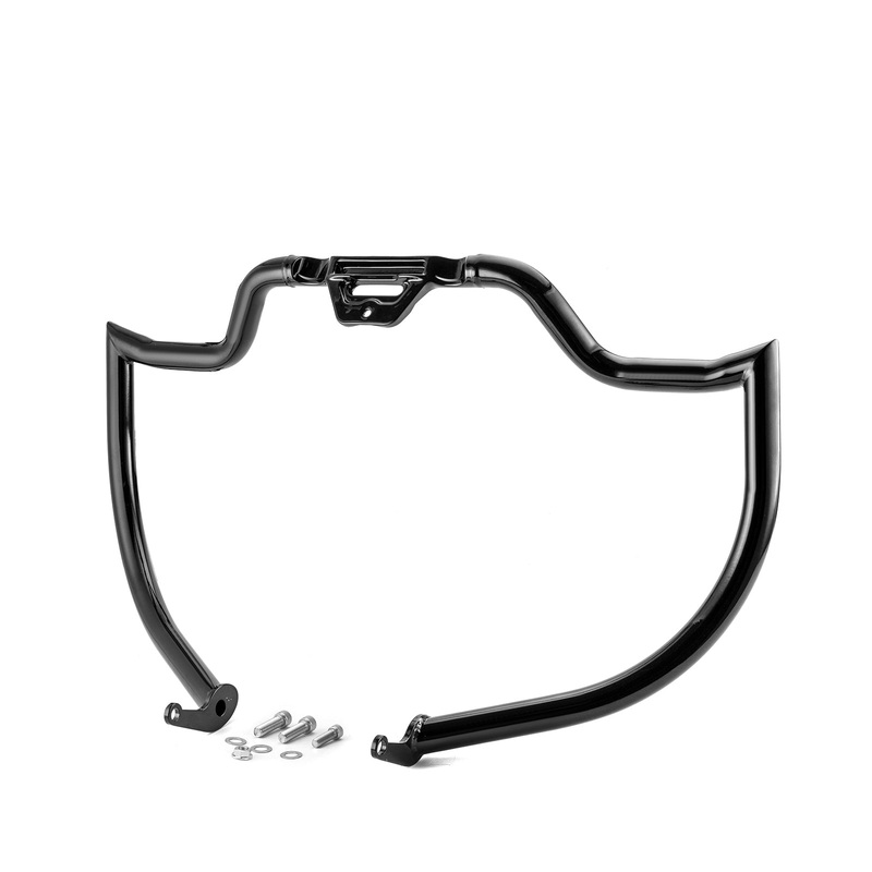 2018-2025 Harley Softail Low Rider/Street Bob/Fat Boy Black Highway Bar Front Engine Guard Crash Bar, Flat-Sharp Angle