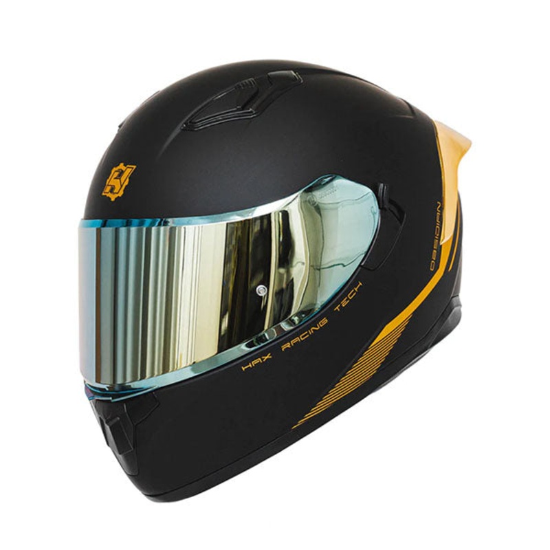 Hax Gear – Obsidian Matte Black Gold Helmet