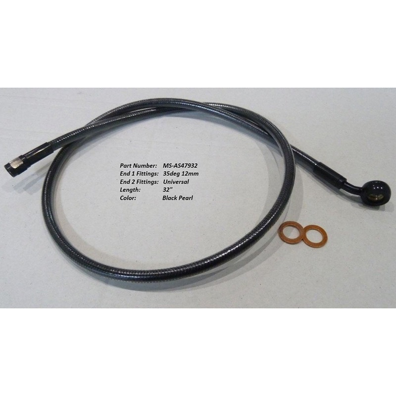 32in. Upper Front Brake Line with 7/16in. x 35 Degree Banjo  – Black Pearl.