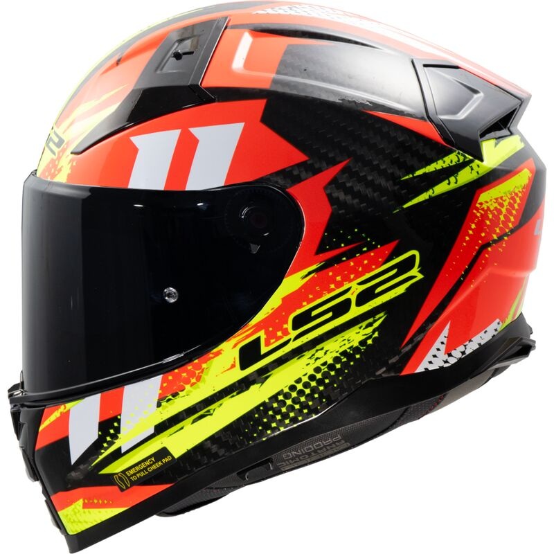 LS2 FF811 Vector 2 Carbon Tantic Red / Hi-Vis Yellow
