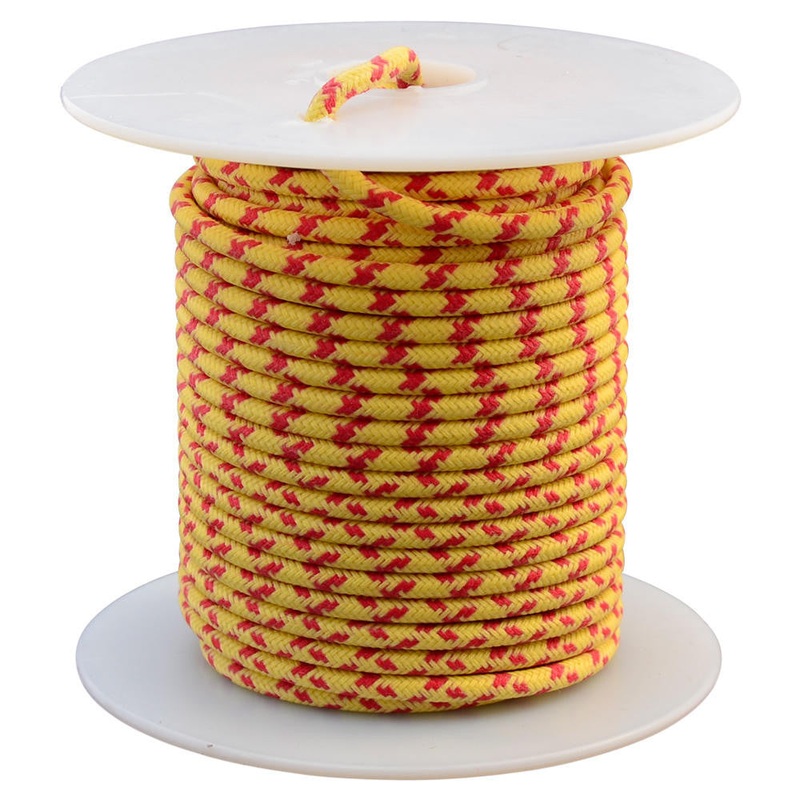 16 AWG Vintage Cloth Covered Automotive Electrical Wire – Yellow with Two Crossing Red Tracers – 10 FT