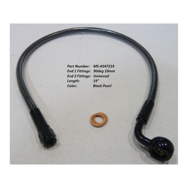 19in. Upper Front Brake Line with 10mm x 90 Degree Banjo – Black Pearl.