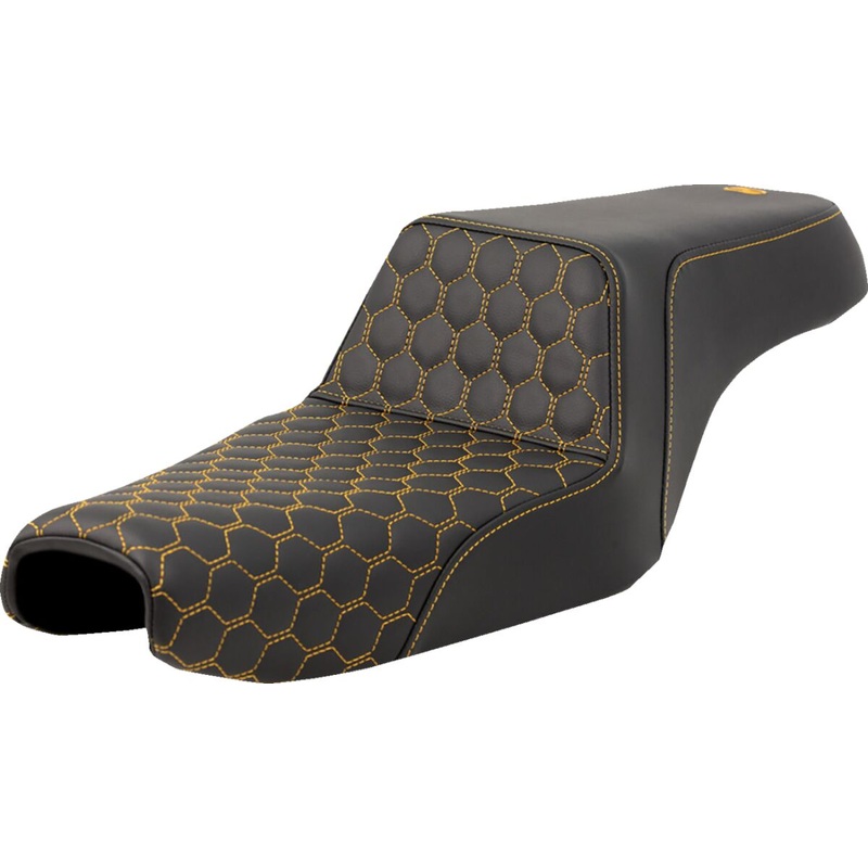 Step Up HC Seat, Gold Stitch – 04-22 Sportster (Forty-Eight and 12L Tank)