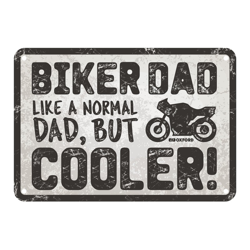 Oxford Garage Metal Sign: “Biker Dad, Like a Normal Dad, But Cooler”