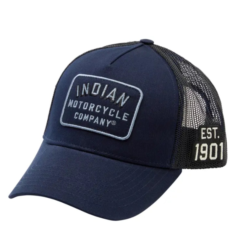 Block Logo Patch Trucker Cap, Navy