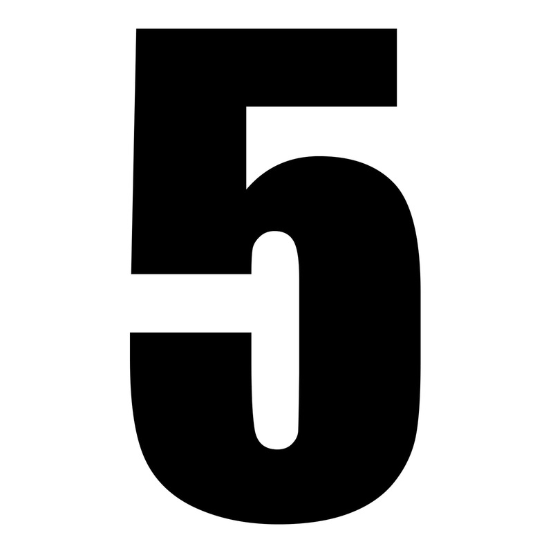 Whites Race Number – Black #5 (10 Pack)