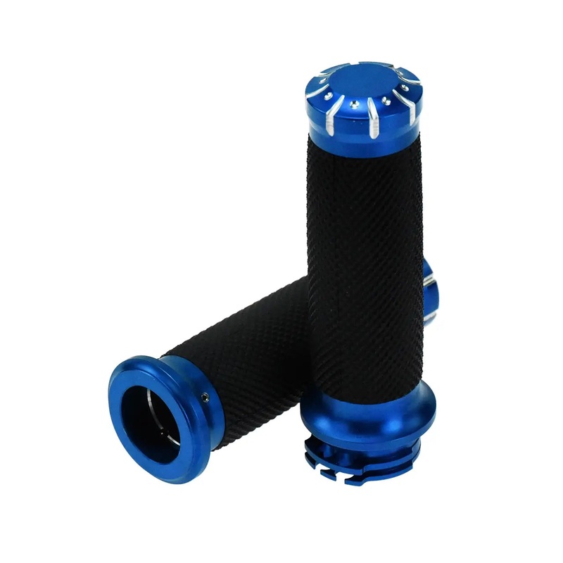 1″ Blue Hand Grips Rubber Handlebar for Harley Touring 1996-2007 Softail