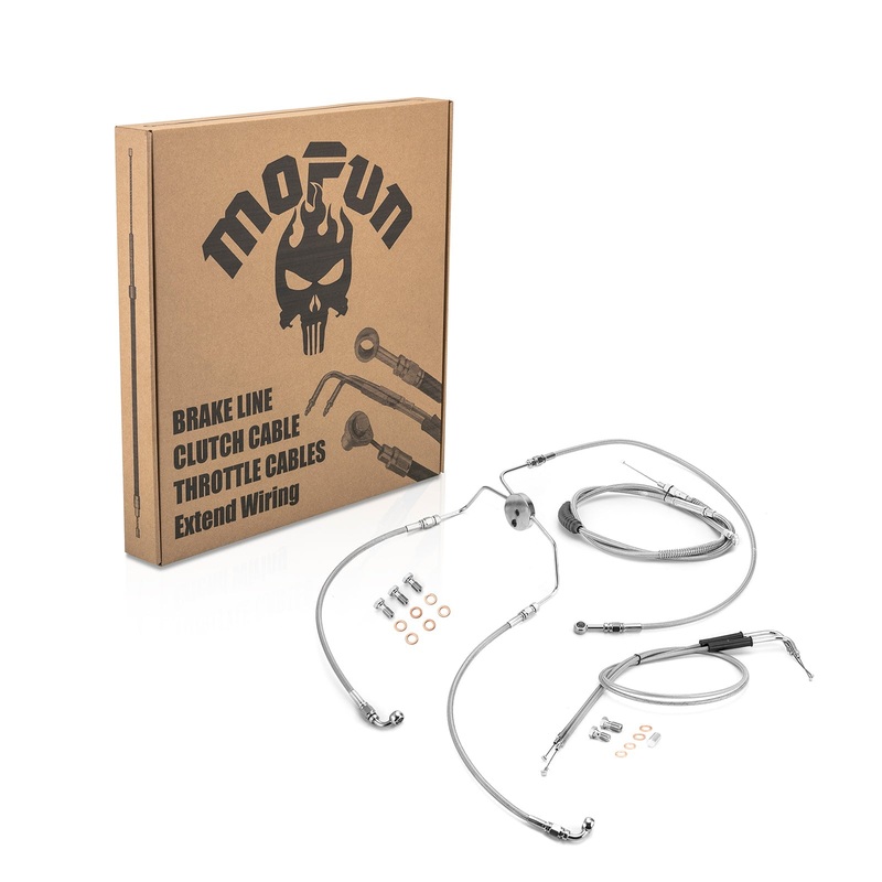 1996-2006 Harley Touring Extended Length Non-ABS Hydraulic Front Brake Line, Throttle and Idle Cable and Clutch Cable Kit (for 14″ Handlebar without ABS)