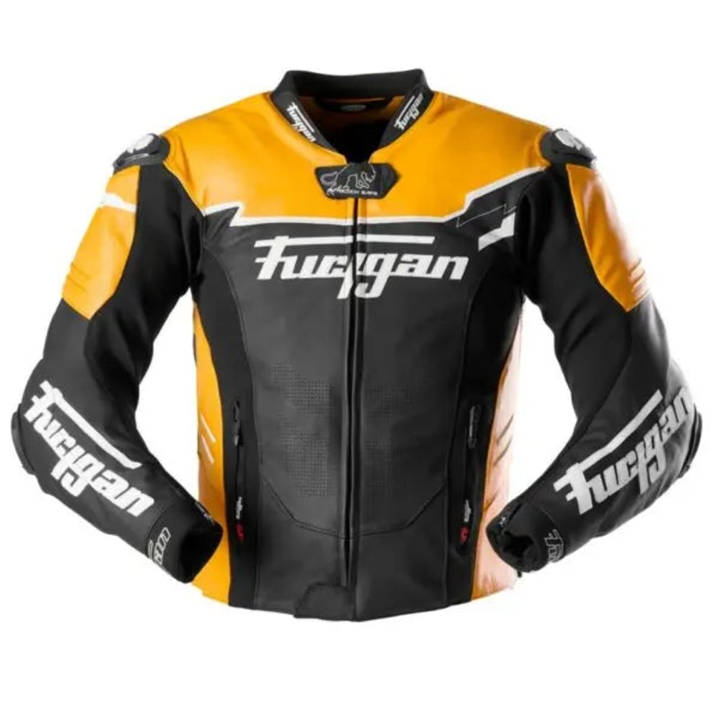 Furygan Signature 55 Leather Jacket Black / Yellow Fury