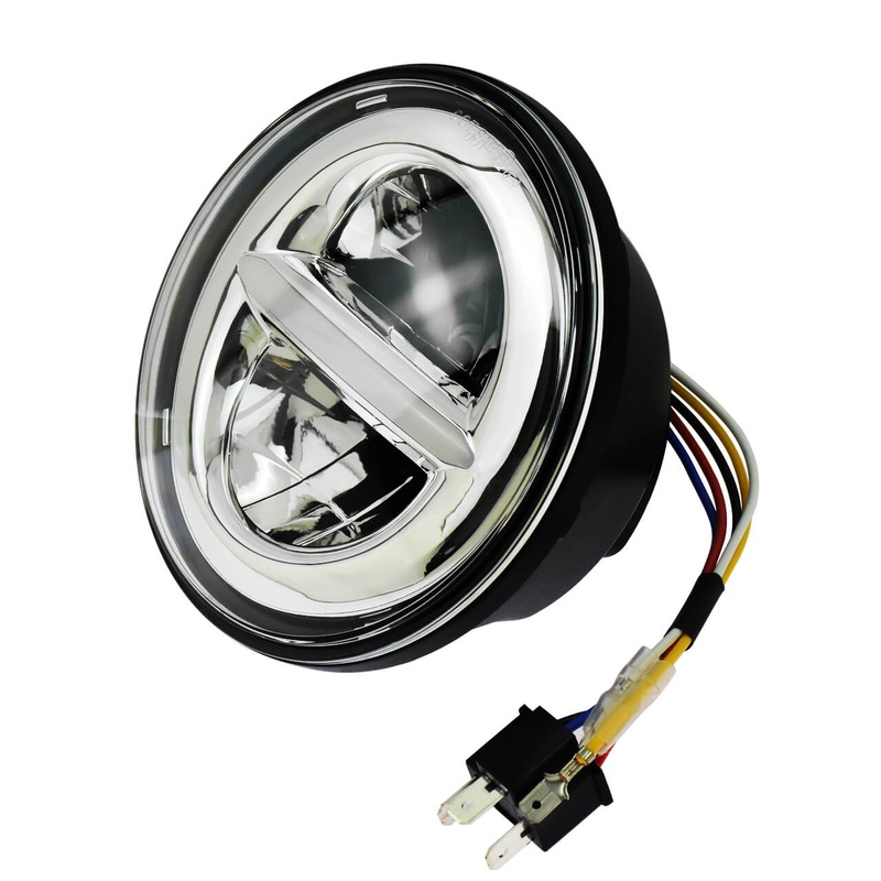 Universal Fit Motorcycle Waterproof 5.75″ LED Projector Headlight | Mactions