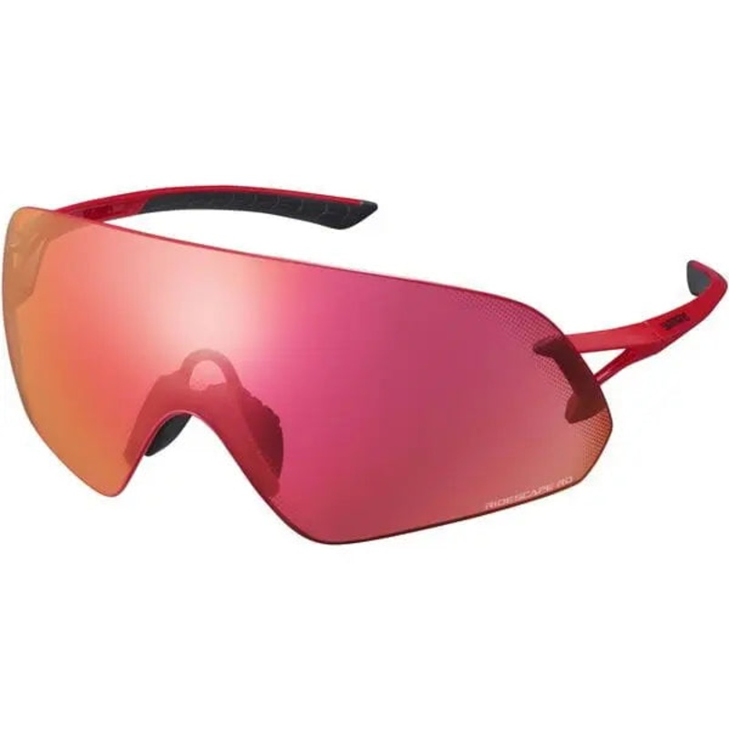 Shimano Aerolite Panoramic Cycle Glasses Metalic Red With Ridescape Road Lens