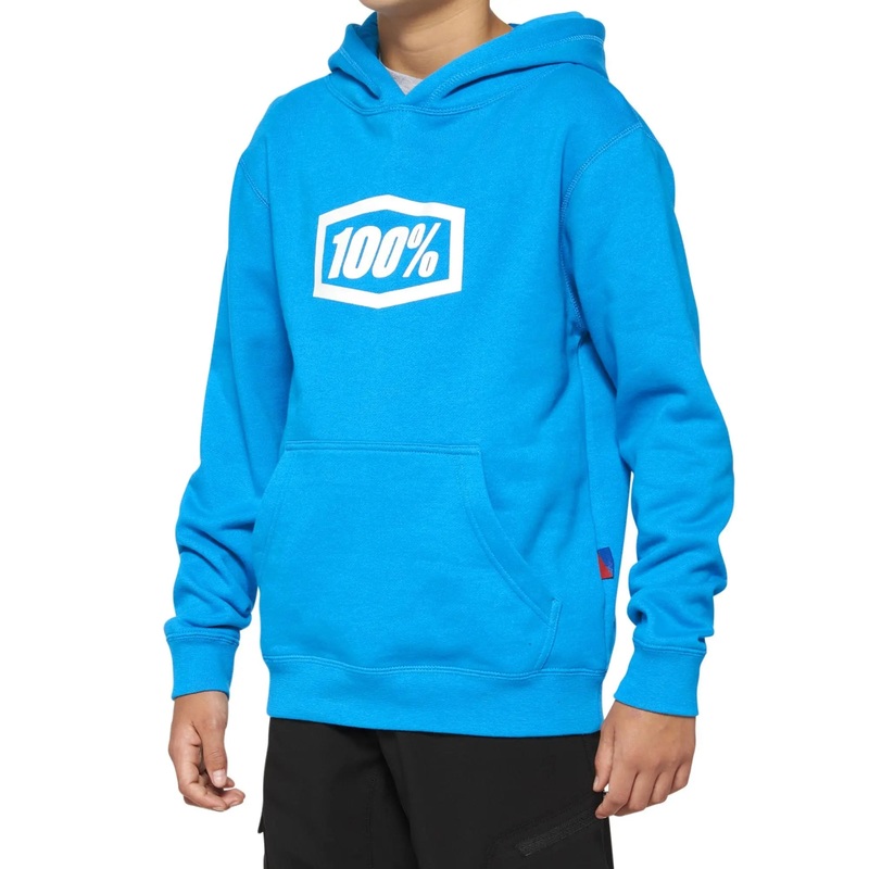 100% Icon Pullover Youth Hoodie Skyblue