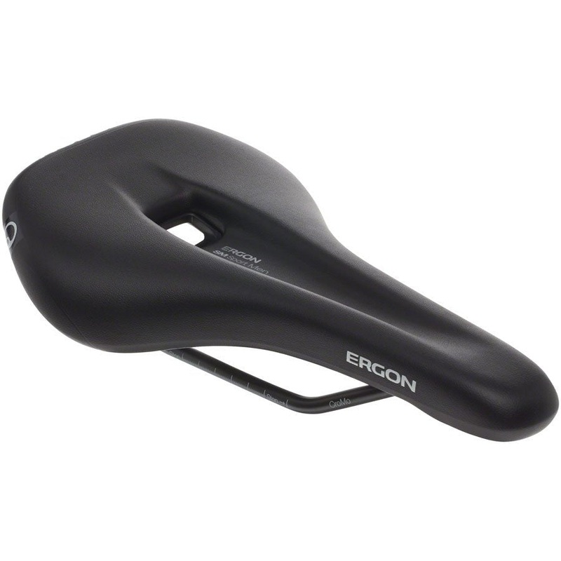 Ergon SM Sport Men’s Saddle – Chromoly Rails -Black – Small/Medium