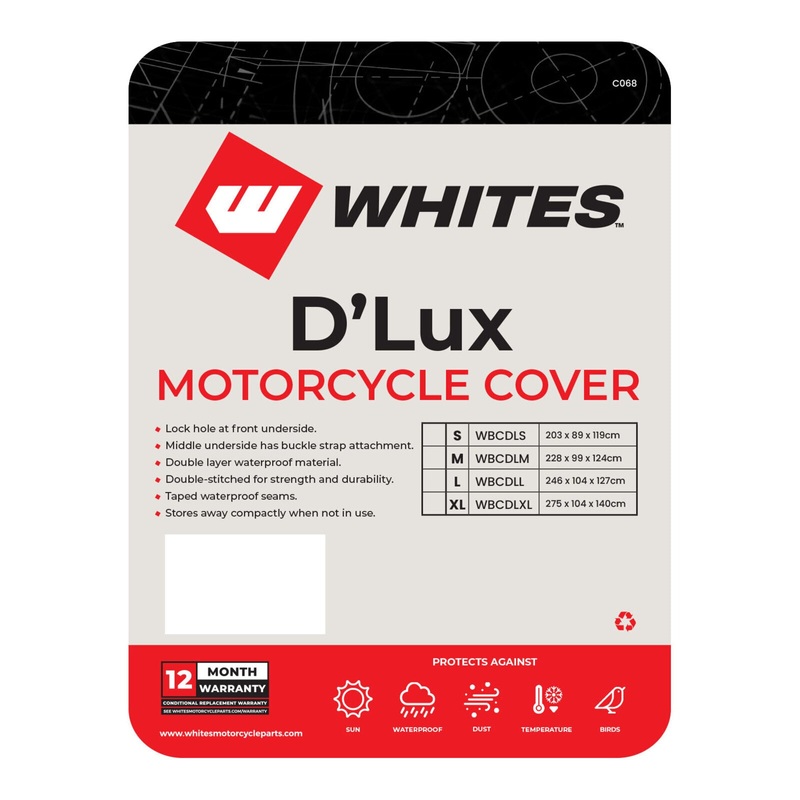 Whites Motorcycle Cover – D’Lux (XL / 275 x 104 x 140cm)