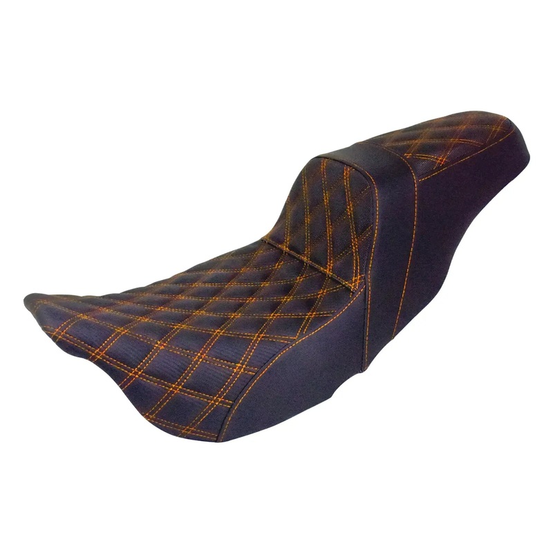 Rider Passenger Step Up Seat for Harley Touring ’08-’23 Orange Stitching | Mactions