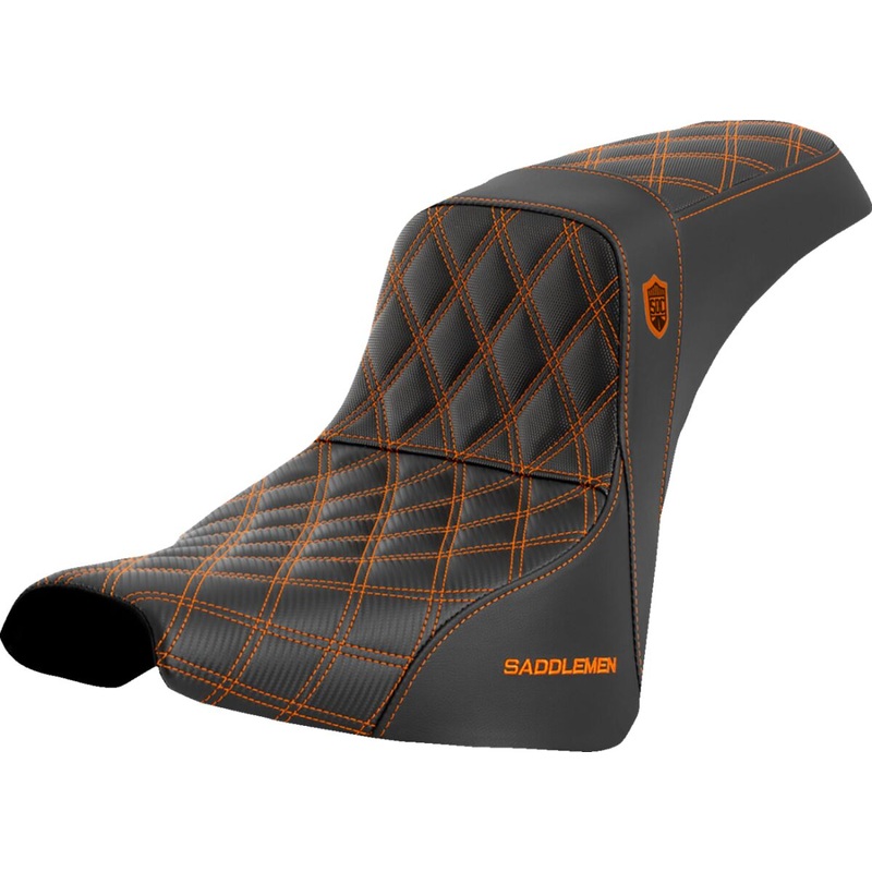 SDC Pro Series Performance Gripper Seat, Orange Stitch – 18+ Softail