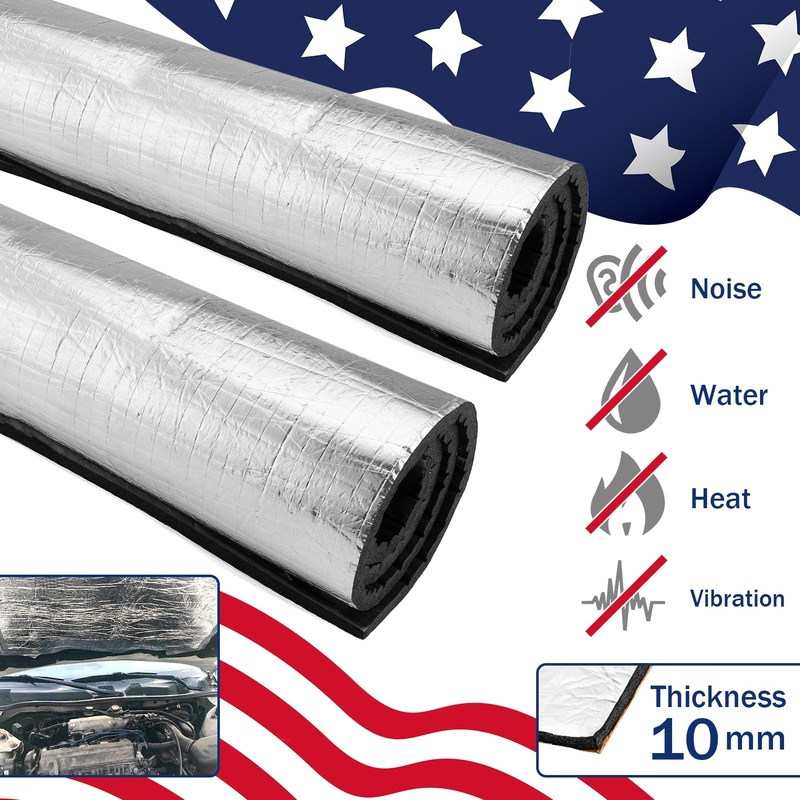 47″x39″ Professional Grade Engine Heat Shield Insulation Waterproof Heat Sound Deadener Sticker