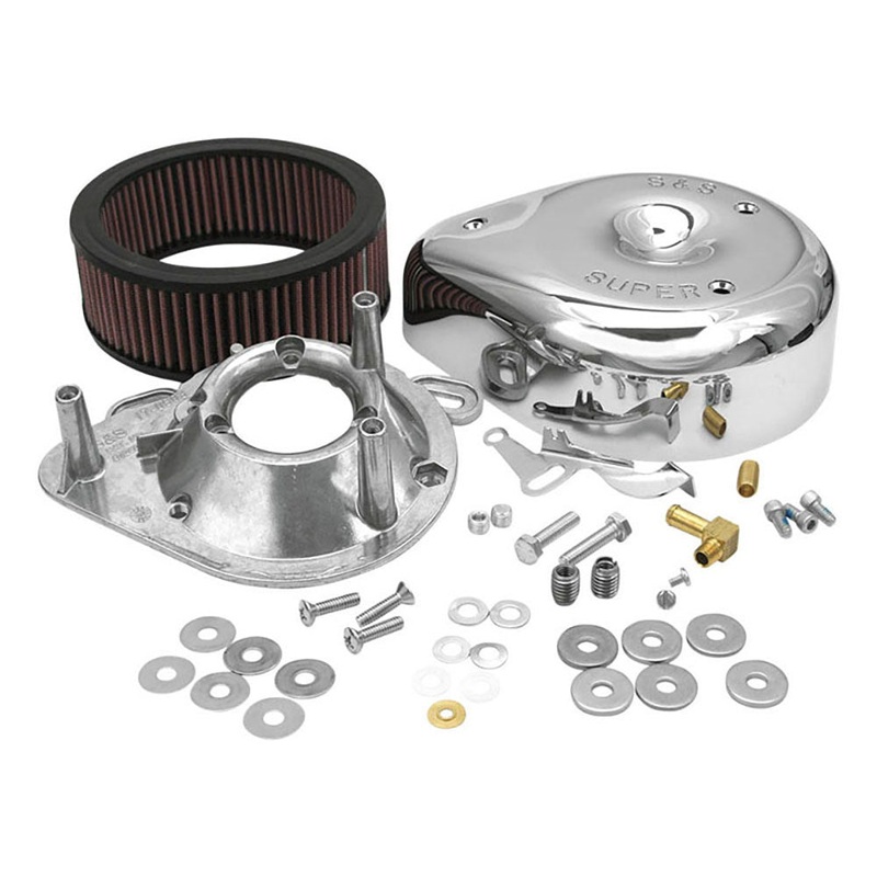 Teardrop Air Cleaner Kit – Chrome. Fits Big Twin 1984-1991 & Sportster 1986-1990 Models with S&S Super E or G Carburettor.