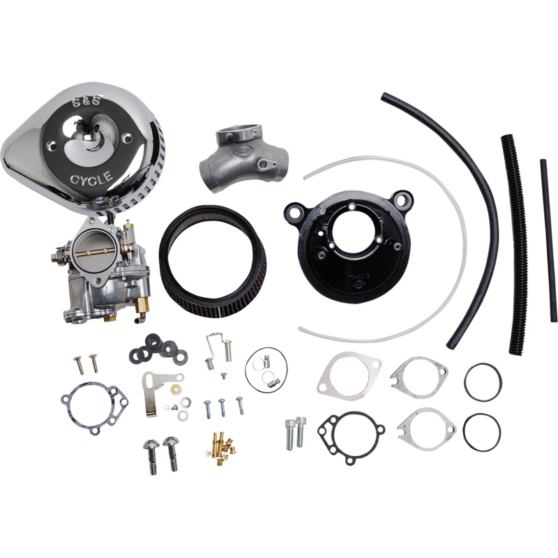 S&S Super G Carburetor Kit with Stealth Air Cleaner Kit – Chrome – 84-99 Evolution Big Twin