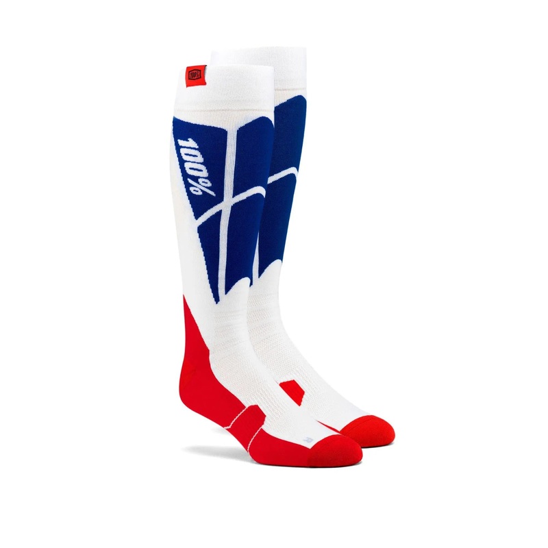 100% Hi Side Performance Moto Socks White / Blue