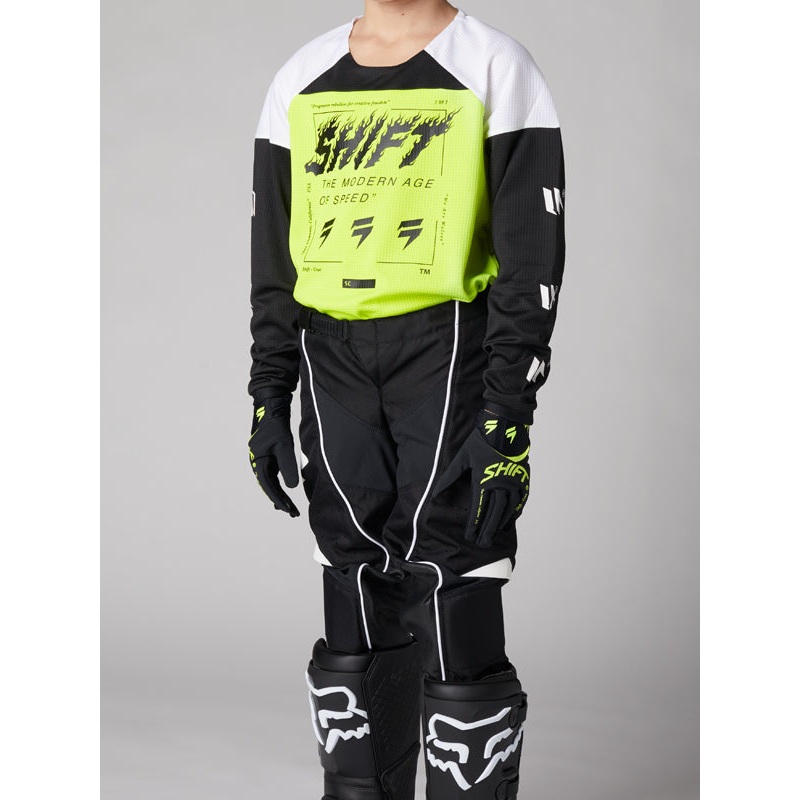 Shift MX – White Label Flame Jersey, Rokr Pant Combo (Youth)